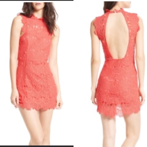Free People Dresses & Skirts - Free People Daydream Lace Mini Dress in Coral